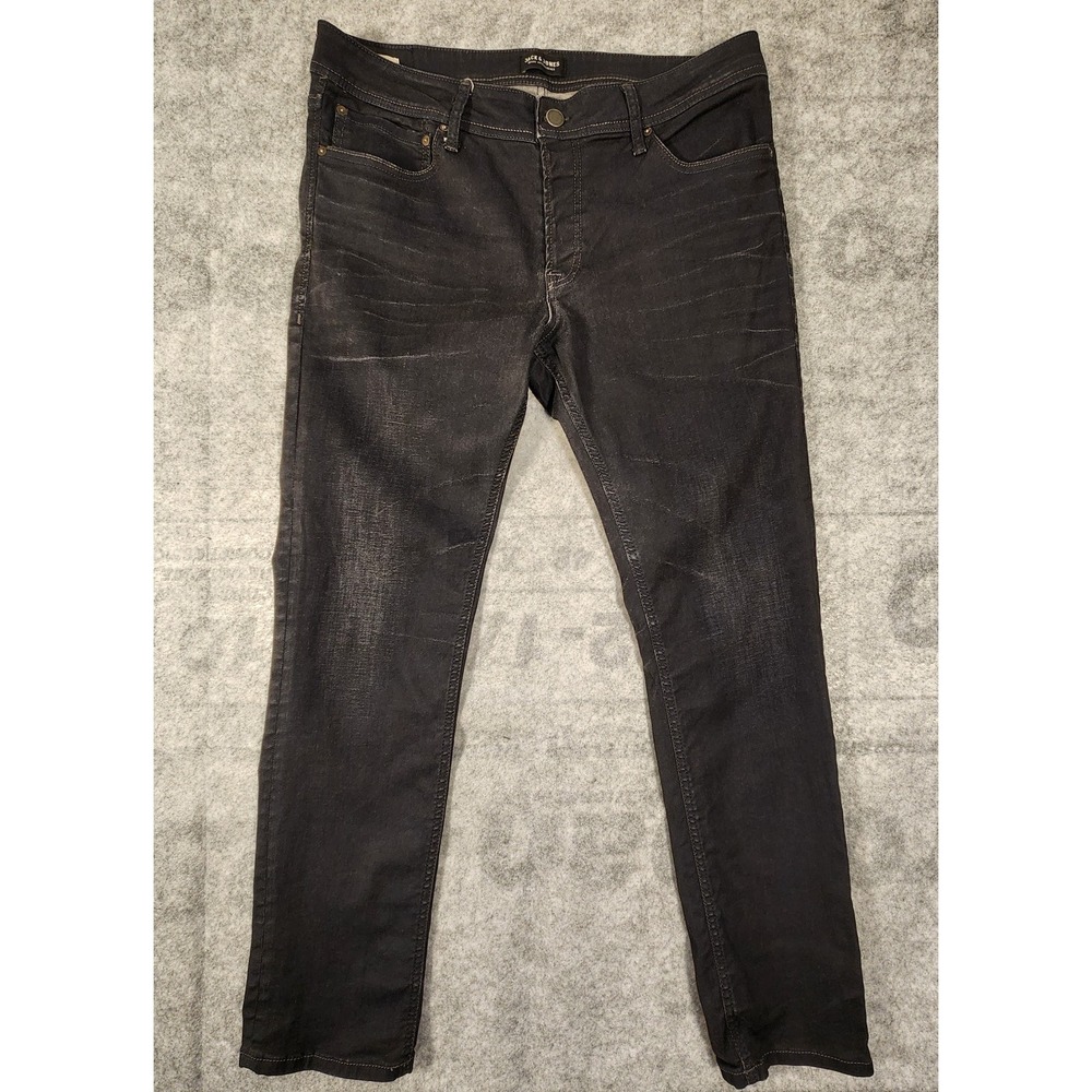 jack jones Jeans Mens 36x32 Black glenn slim fit straight stretch‎